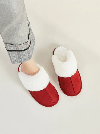 Plush Solid Color Faux Suede House Slippers