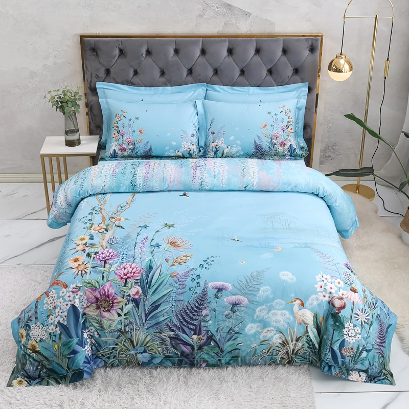 Gianna Sky Blue Egyptian Cotton Bedding Set
