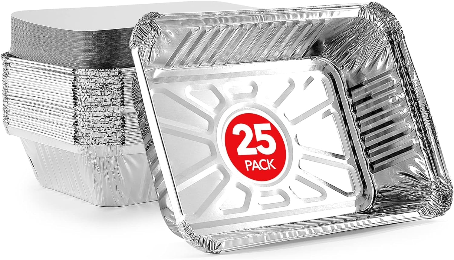 Small Aluminum Pans Take Out Containers (50 Pack) 50 Foil Oblong Pans and 50 Cardboard Lids - 1 Lb Tin Pans - Disposable Food Storage Containers for Cooking, Baking and Meal Prep Cookware Disposable Cookware Home & Kitchen Kitchen & Dining