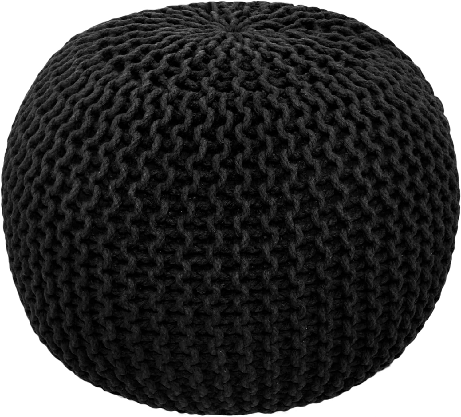 COTTON CRAFT round Pouf - Hand Knitted Tweed Cable Dori Pouf Ottoman - Cotton Braid Cord Foot Stool Floor Pouf Footrest Accent Seat Furniture Bean Bag - Family Room Kids Nursery Dorm - 20X14 - Natural Furniture Home & Kitchen Living Room Furniture Ottomans