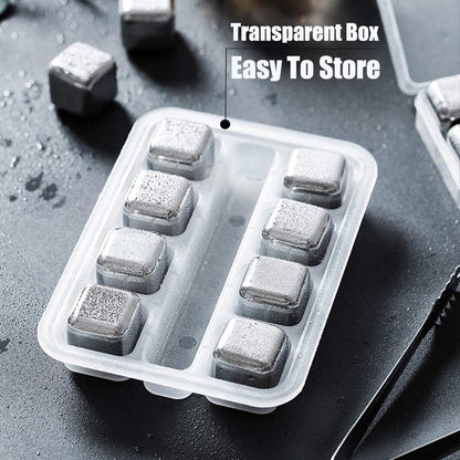 DERGUAM 8 Packs Fast-Cooling 304 Stainless Steel Ice Cubes Whiskey Stones Whiskey Rocks with Wine Opener, Nonslip Ice Tong & Freezer Storage Tray Great for Whiskey,Wine,Beer,Juice or Soda Home & Kitchen Ice Cube Molds & Trays Kitchen & Dining Kitchen Utensils & Gadgets Specialty Tools & Gadgets