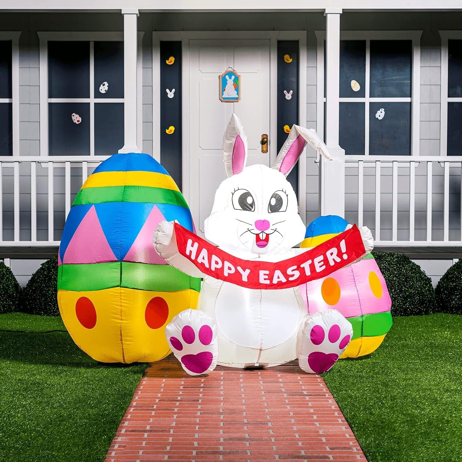 Joiedomi 6 FT Easter Inflatable Bunny & Eggs, Blow up Easter Decoration with Build-In LED Lights for Easter Party, Indoor, Outdoor, Yard, Garden, Lawn Décor Inflatable Yard Decorations Lawn & Garden Outdoor Décor Outdoor Holiday Decorations Patio