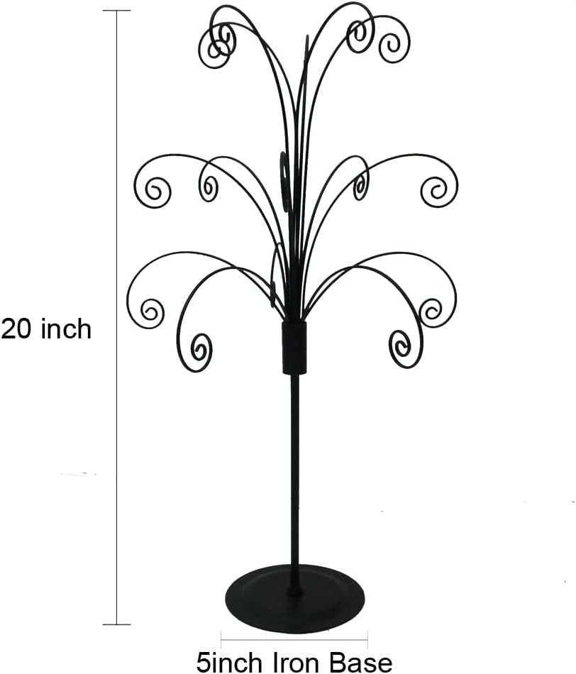 HOHIYA 20 Inch Ornament Tree Display Stand Holder Hanger Wire Hook Hanging Metal for Halloween Christmas Swarovski Crystal Glass Ball Bauble Decorations Gift Craft Black Display Stands Hanging Hook Stands Home & Kitchen Home Décor Accents Home Décor Products