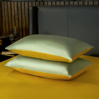 Shemir Light Green Gold Reversible Egyptian Cotton Bedding Set