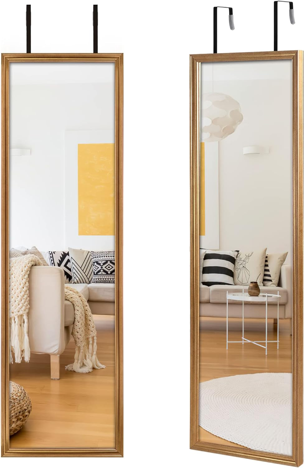 Edenseelake 2 Packs 14X48 Inch Full Length Wall Mirrors, over Door Mirror for Bedroom, Living Room, Gold Home & Kitchen Home Décor Products Mirrors Wall-Mounted Mirrors