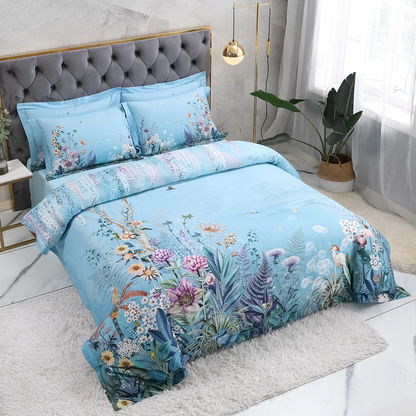 Gianna Sky Blue Egyptian Cotton Bedding Set