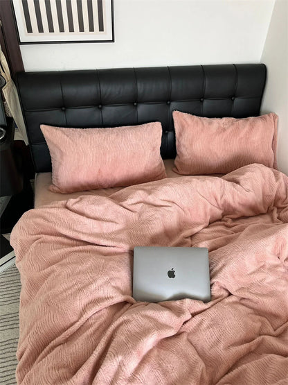 Plush Ruched Fleece Bedding Set