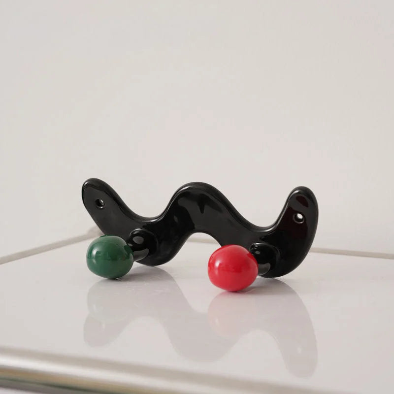 Glossy Wavy Ceramic Wall Hooks
