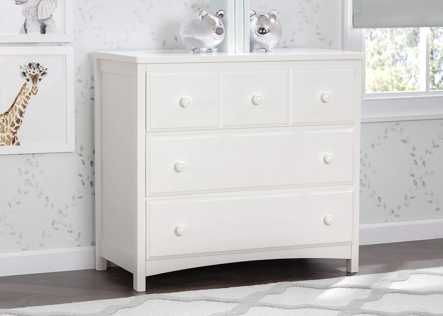 3 Drawer Dresser, Greenguard Gold Certified, Bianca White Bedroom Furniture Dressers Furniture Home & Kitchen