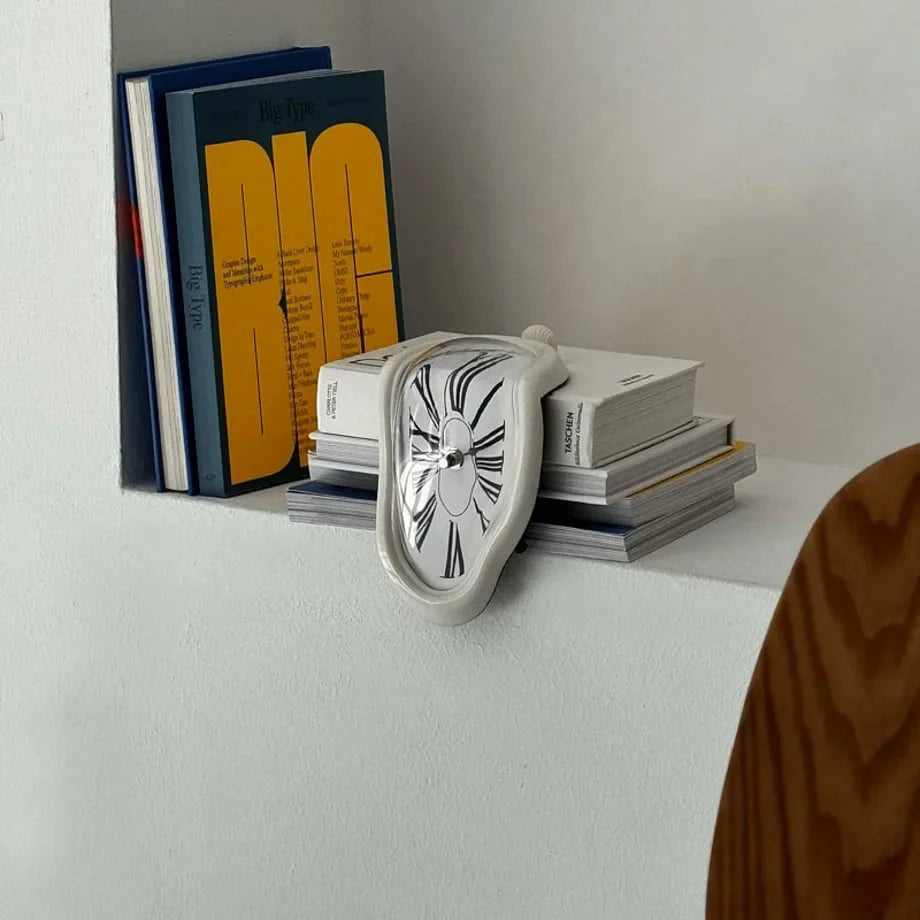 Surrealist Melting ABS Table Clock, Dali-Inspired Shelf Decor