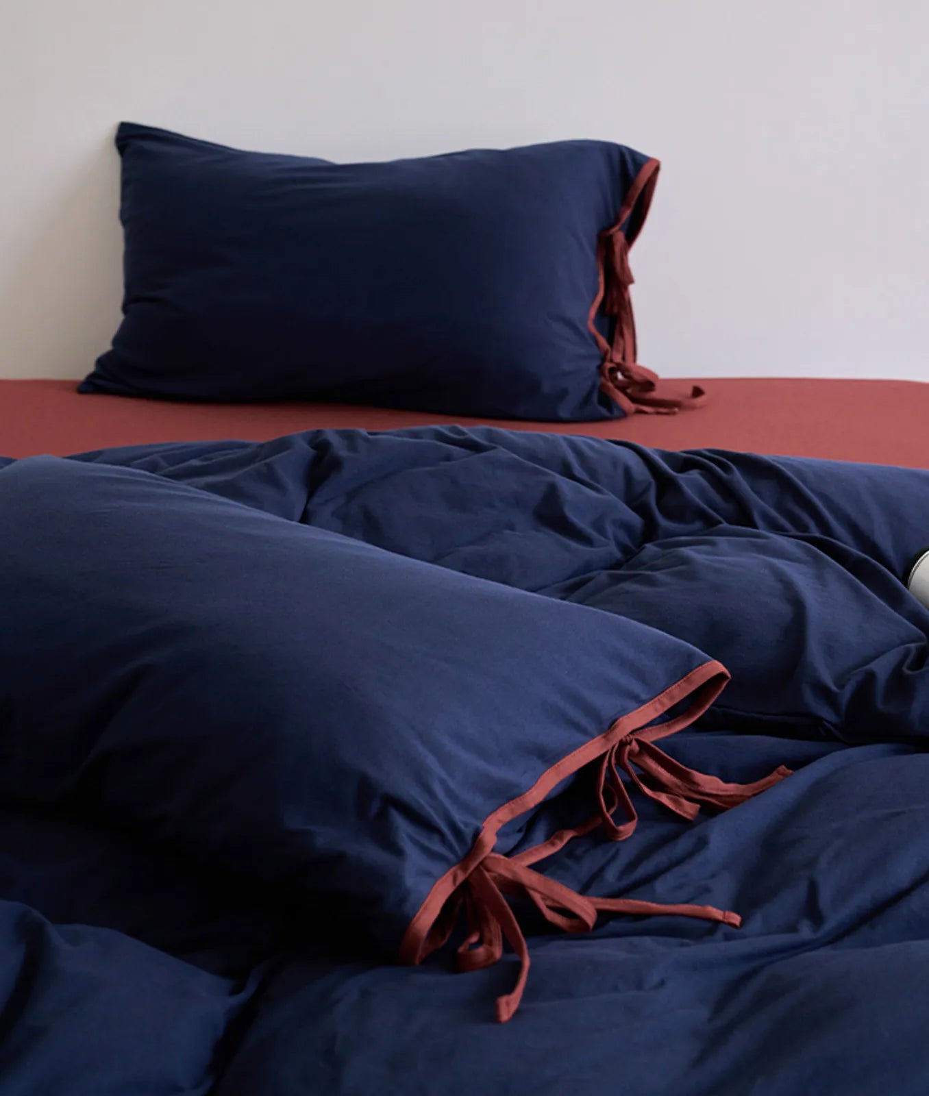 Soft Contrast Tie Washed Cotton Bedding Set