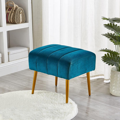 Ball & Cast Upholstered Ottoman Stool Modern Velvet Vanity Stool Footrest with Metal Legs, Teal Furniture Home & Kitchen Living Room Furniture Ottomans