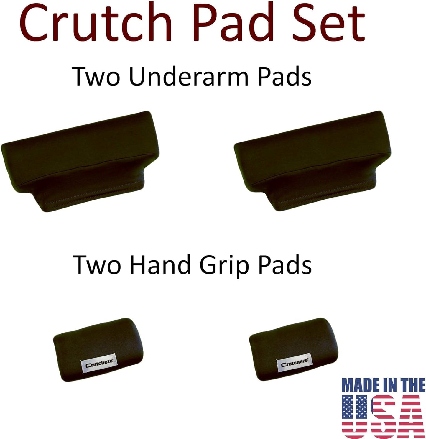 Crutcheze Premium USA Made Crutch Pad and Hand Grip Covers | Comfortable Underarm Padding Washable Breathable Moisture Wicking Odor Reducing- Accessories for Adult & Youth Crutches (Black) Canes Crutch Accessories Crutch Pads Crutches & Accessories Medical Supplies & Equipment Mobility & Daily Living Aids Mobility Aids & Equipment