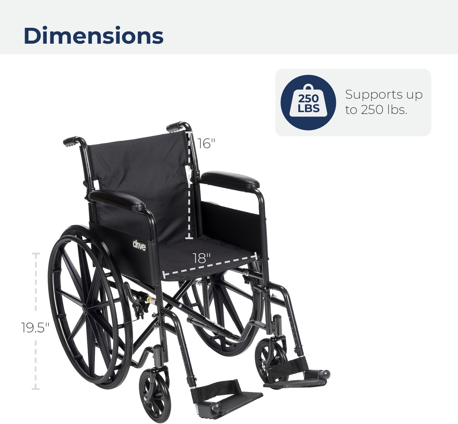 Drive Medical SSP118FA-SF Silver Sport 1 Silla de ruedas de