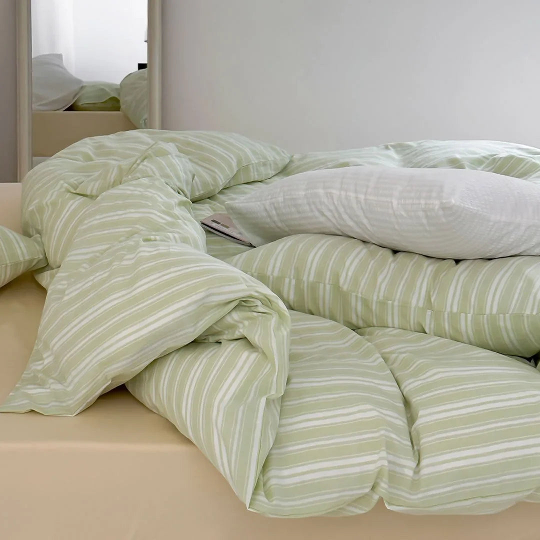 Soft Washed Striped Cotton Bedding Set