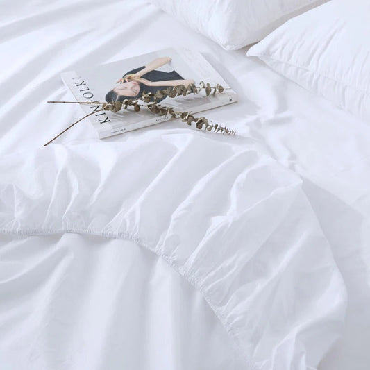 Degella Pink Stripe Egyptian Cotton Luxury White Bedding Set