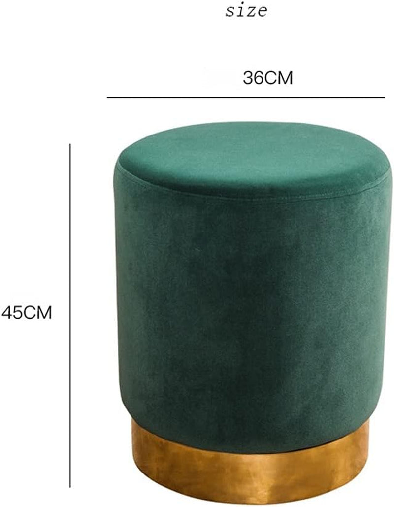 Bench Box Seat Stool round Velvet Footrest Modern Vanity with Golden Steel Base Bedroom Living Room (Color : Green) Furniture Home & Kitchen Living Room Furniture Ottomans