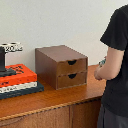 Smooth Minimalist Wood Desktop Organizer with Drawers