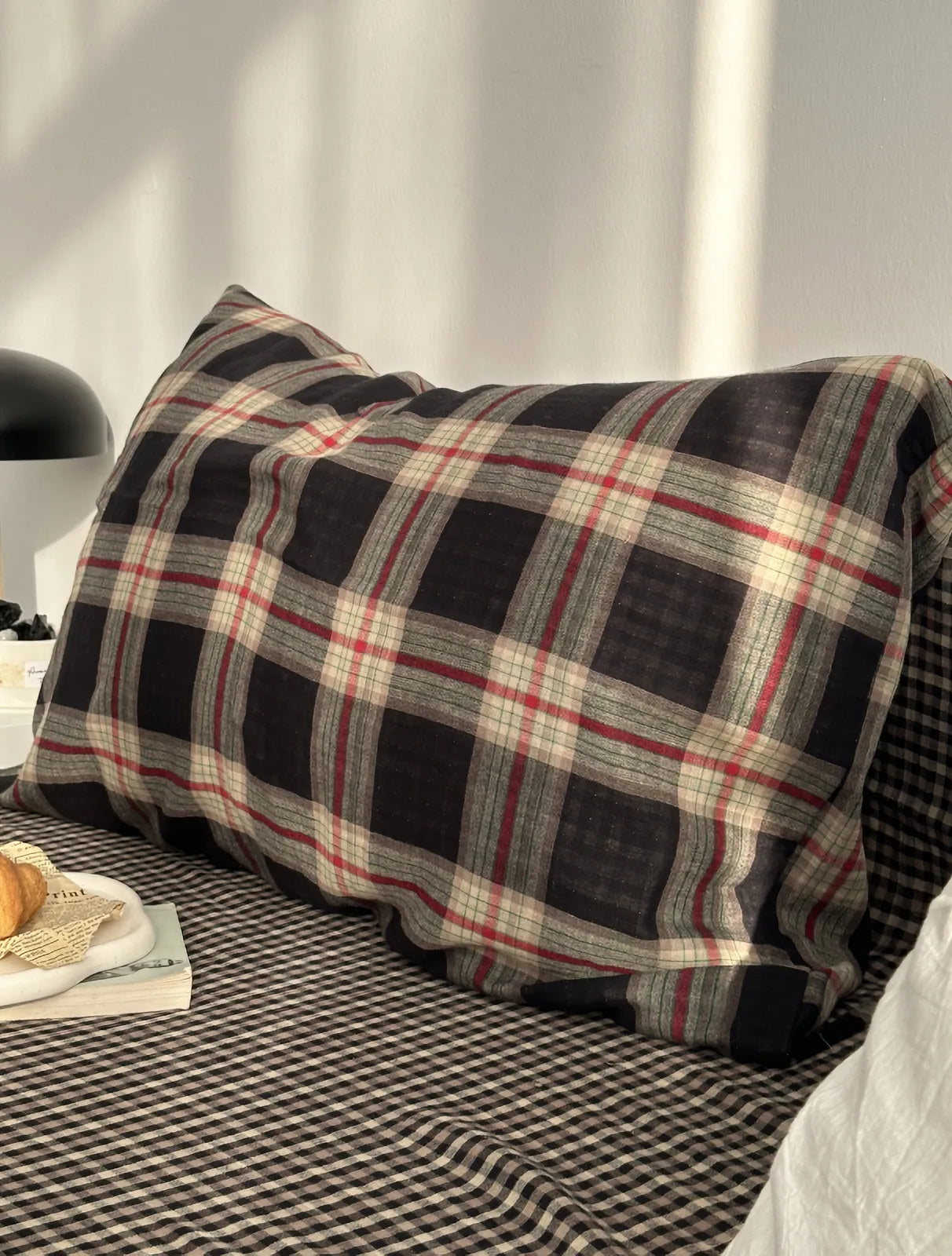Textured Tartan Plaid & Gingham Washed Cotton Bedding Set