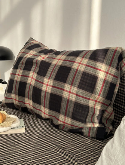 Textured Tartan Plaid & Gingham Washed Cotton Bedding Set