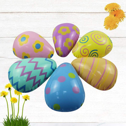 Amosfun 6Pcs Inflatable Easter Egg Toy Cartoon Easter Egg Balloons Blow up Easter Egg Decoration for Baby Shower Birthday Easter Party Supplies Favors Balloons Decorations Party Supplies Toys & Games