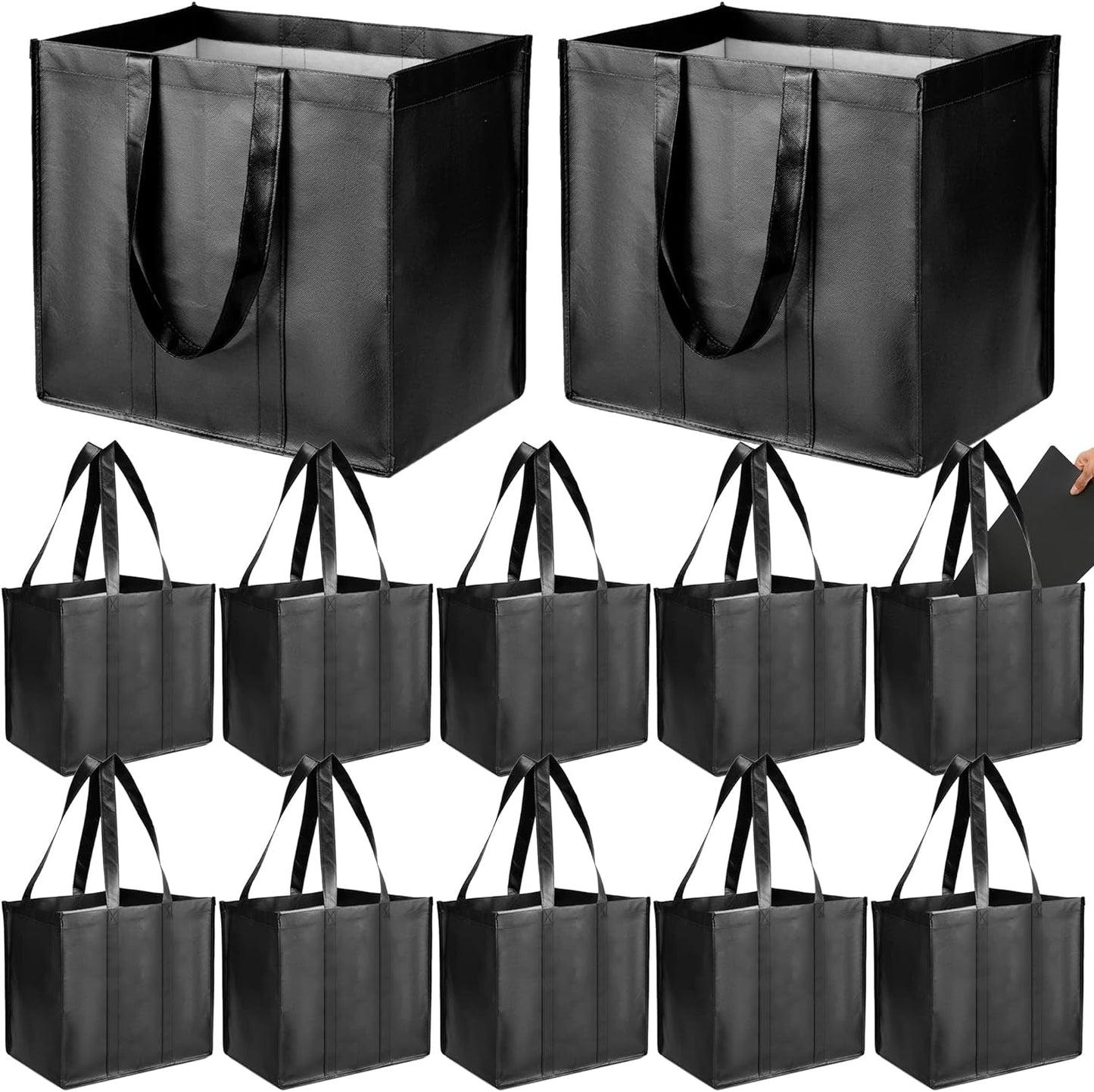 Beegreen 6 Pack Reusable Tote Bags for Shopping Large Gift Bags Lightweight Farmer Market Grocery Shopper Bag with Long Handle Cute Geometric Design Black Grey Pink Green White Home & Kitchen Kitchen & Dining Reusable Grocery Bags Storage & Organization Travel & To-Go Food Containers