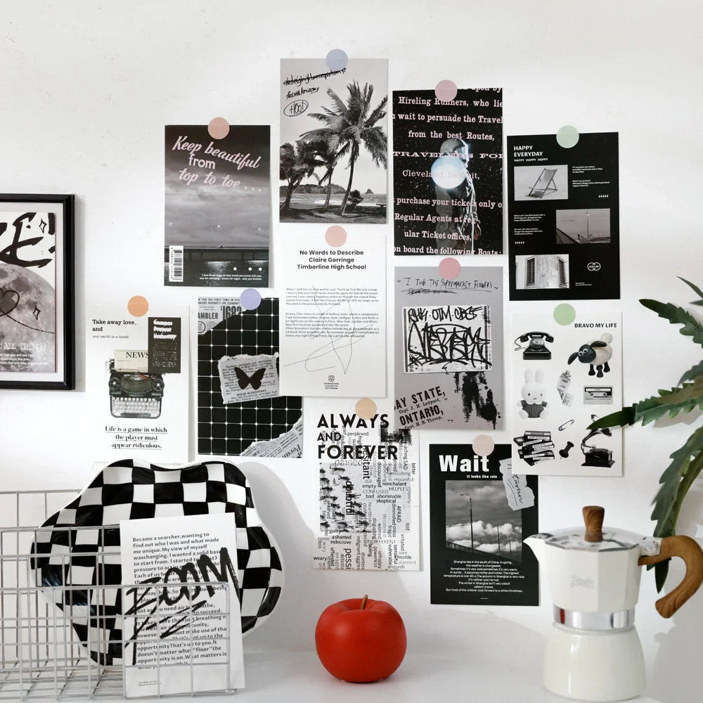 Monochrome Typographic & Photographic Wall Collage Kit