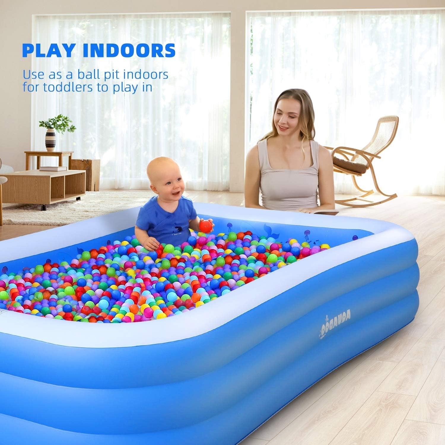 Family Inflatable Swimming Pool, 118" X 72" X 22" Heavy Duty PVC Inflatable Lounge Pool for Baby, Kids, Adults Blow up Kiddie Pool for Outdoor Garden Backyard Full-Sized Inflatable Pools Hot Tubs & Supplies Lawn & Garden Patio Pools Swimming Pools