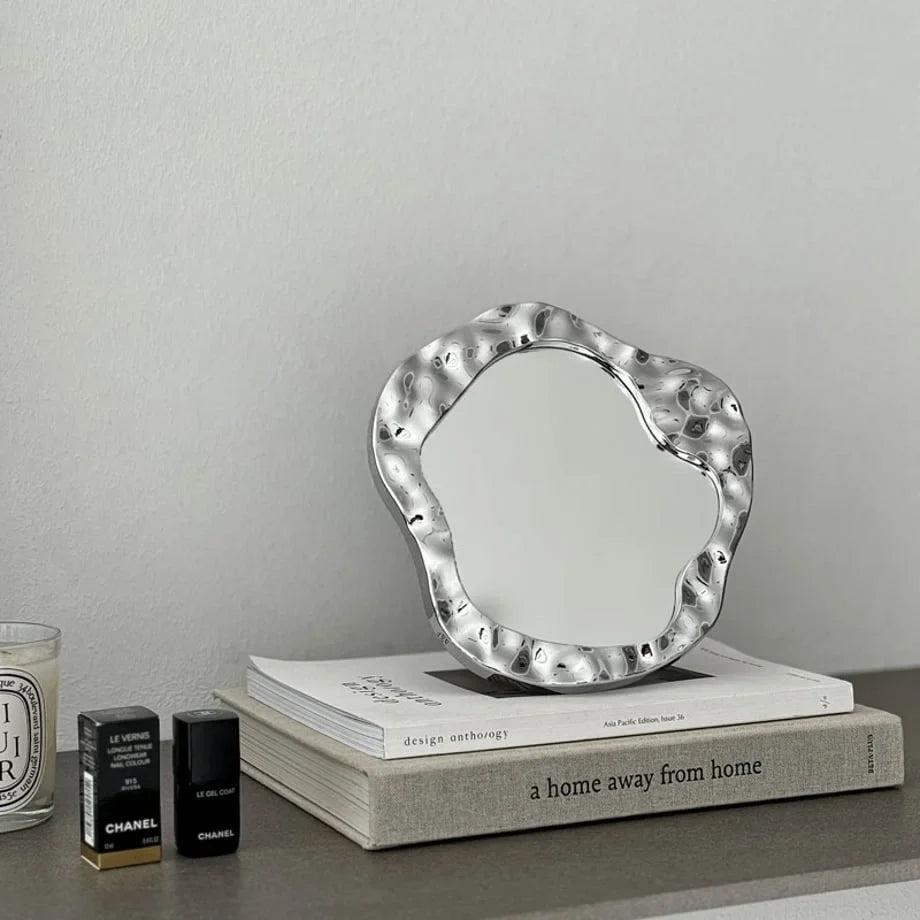 Molten Irregular Chrome Desktop Mirror