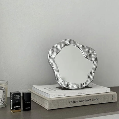 Molten Irregular Chrome Desktop Mirror