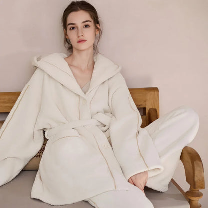 Plush Contrast Stitch Fleece Pajama Set