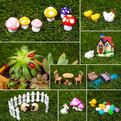 Fairy Garden Statues 95 Pieces Miniature Fairy Garden Kit Resin Mini Animal Figurine Micro Landscape Ornaments DIY Accessories for Garden Home Decoration Garden Sculptures & Statues Lawn & Garden Outdoor Décor Outdoor Statues Patio