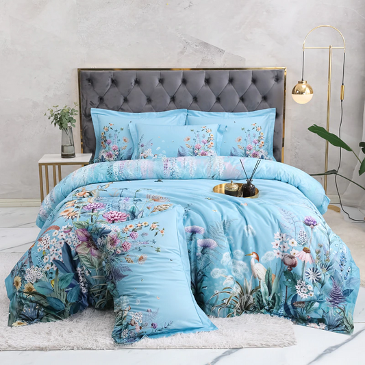 Gianna Sky Blue Egyptian Cotton Bedding Set