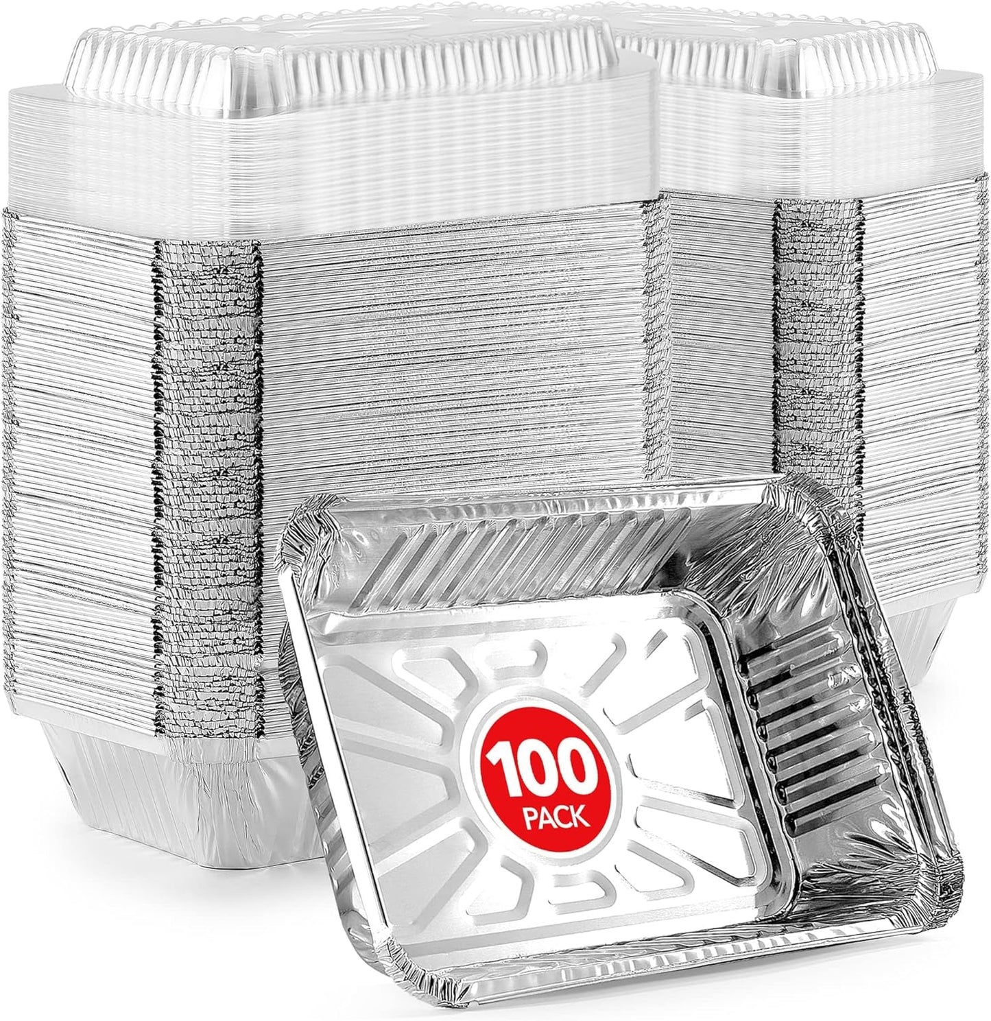 Small Aluminum Pans Take Out Containers (50 Pack) 50 Foil Oblong Pans and 50 Cardboard Lids - 1 Lb Tin Pans - Disposable Food Storage Containers for Cooking, Baking and Meal Prep Cookware Disposable Cookware Home & Kitchen Kitchen & Dining