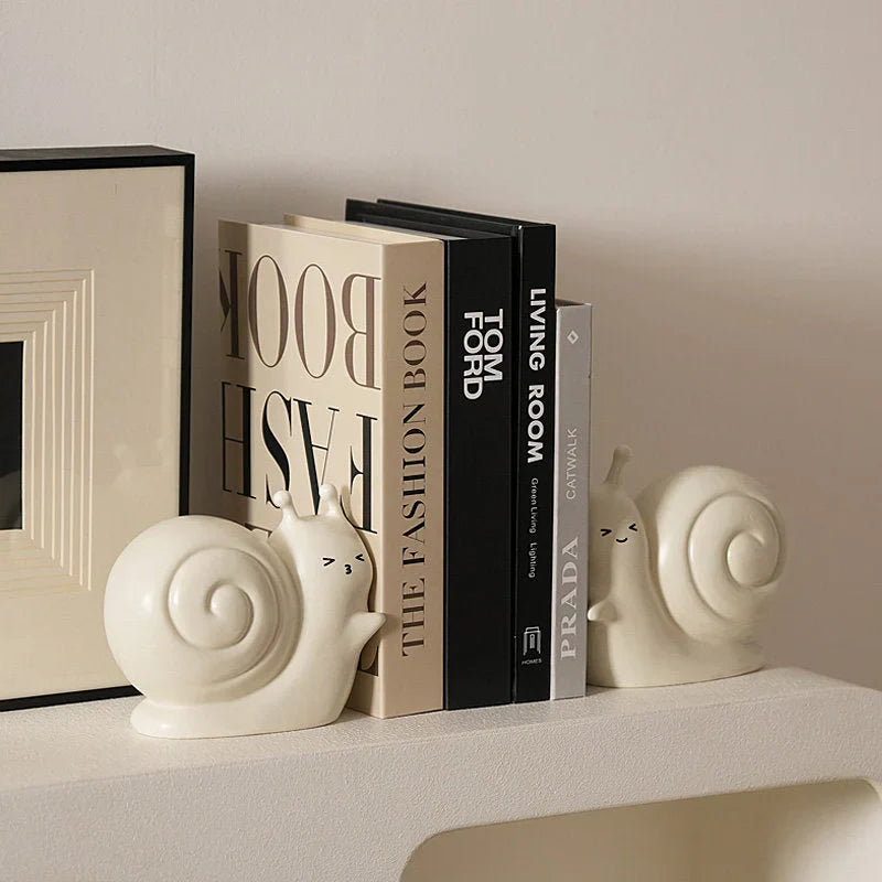 Smooth Smiley Snail Ceramic Bookends
