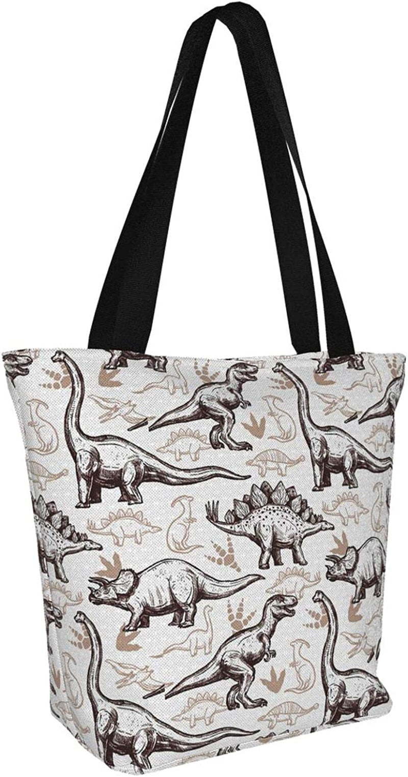 Antcreptson Dinosaurs Footprint Decorative Canvas Tote Bag for Woamen Travel Work Shopping Grocery Top Handle Purses Large Totes Reusable Handbags Cotton Shoulder Bags Home & Kitchen Kitchen & Dining Luggage & Bags Reusable Grocery Bags Shopping Totes Storage & Organization Travel & To-Go Food Containers