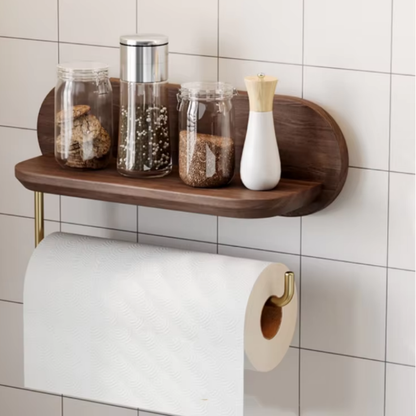 Walnut-Style Metal Tissue and Paper Towel Holder