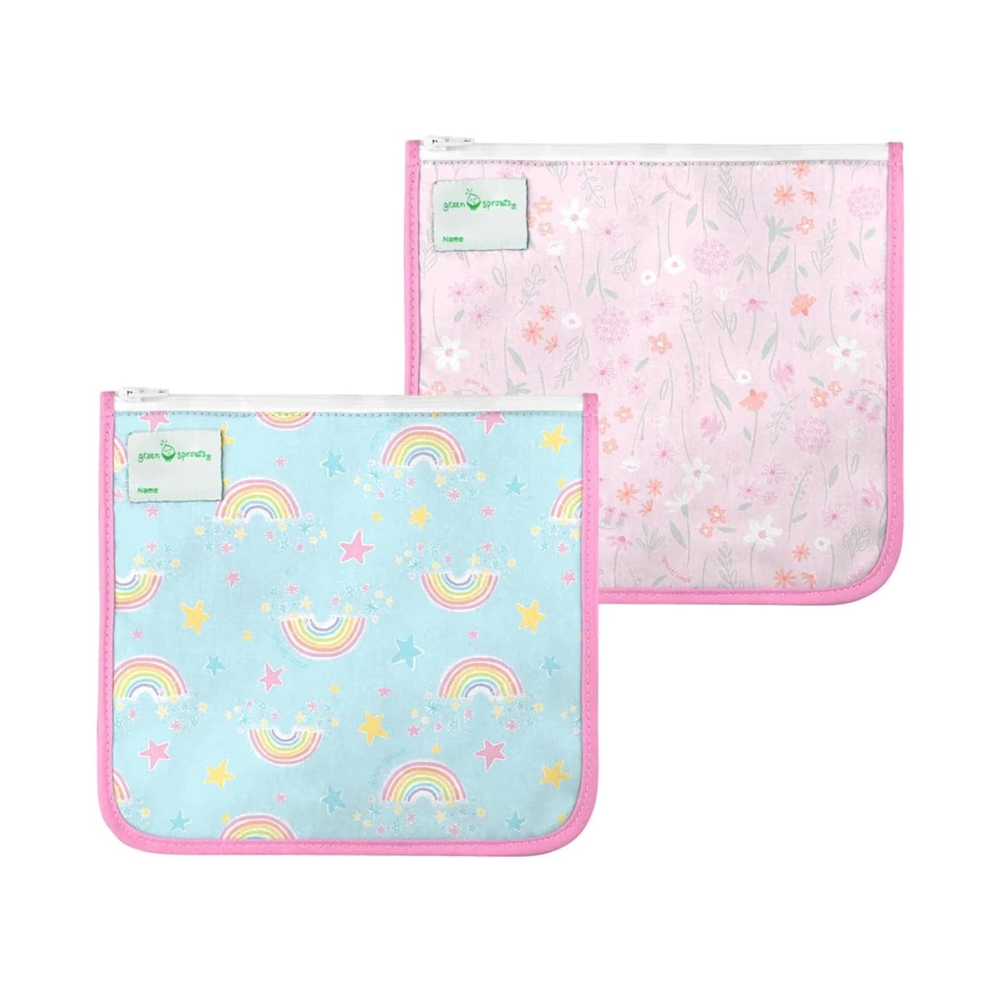 Green Sprouts Reusable Insulated Sandwich Bags (2 Pack) | Holds Food, Utensils, Wipes & More | Keeps Food Fresh | Food-Safe, Waterproof, Easy-Clean Material Baby Products Feeding Food Storage