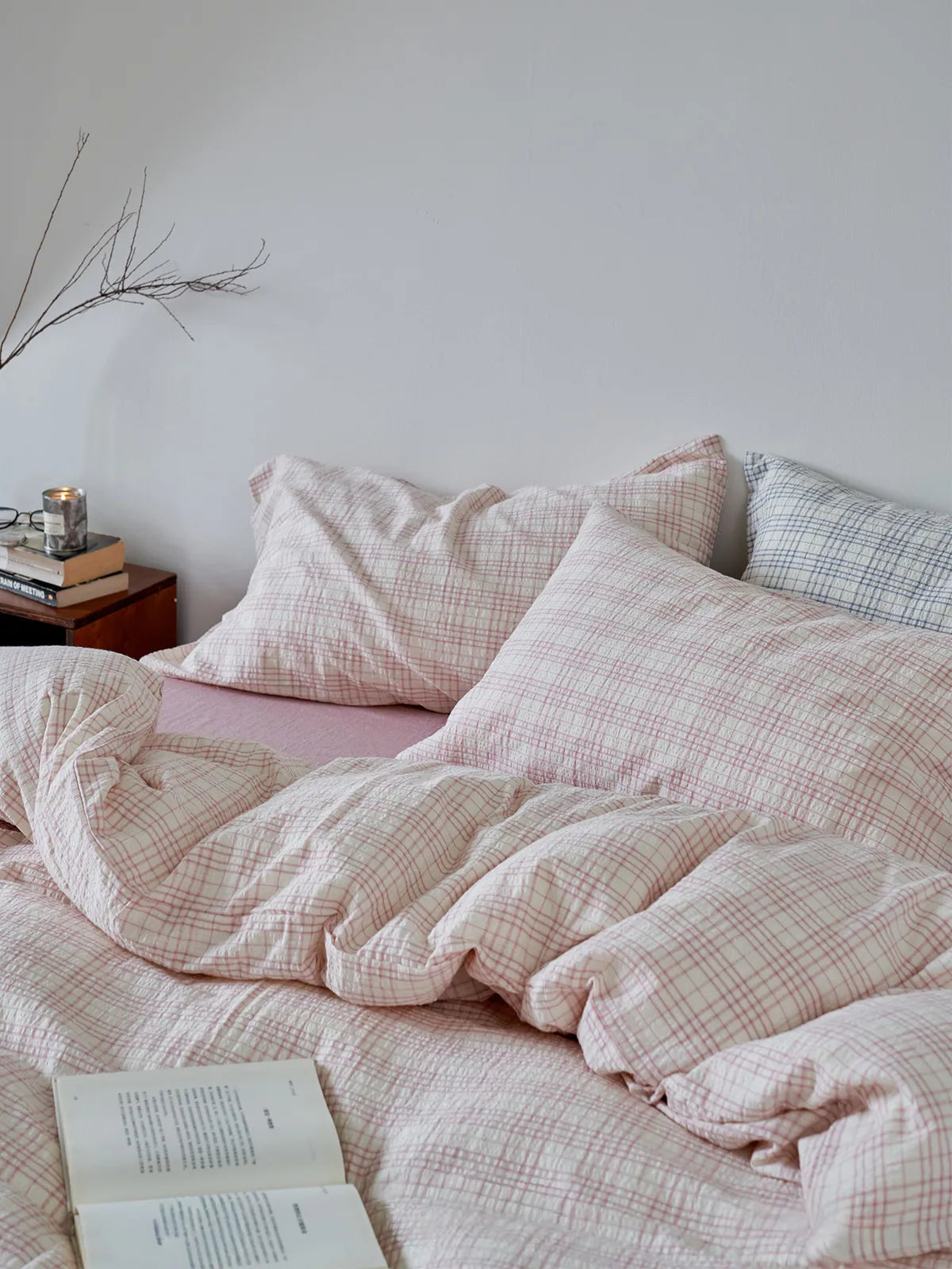 Textured Plaid Washed Cotton Bedding Set