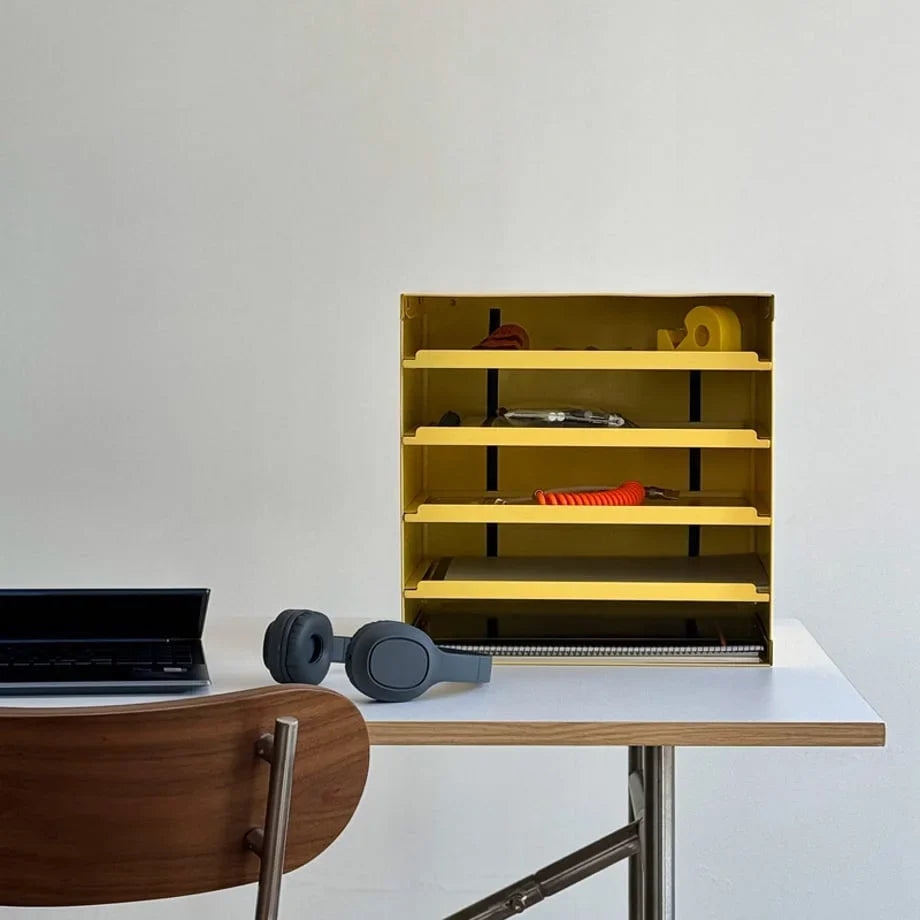 Sleek Solid Color Metal Desktop Organizer