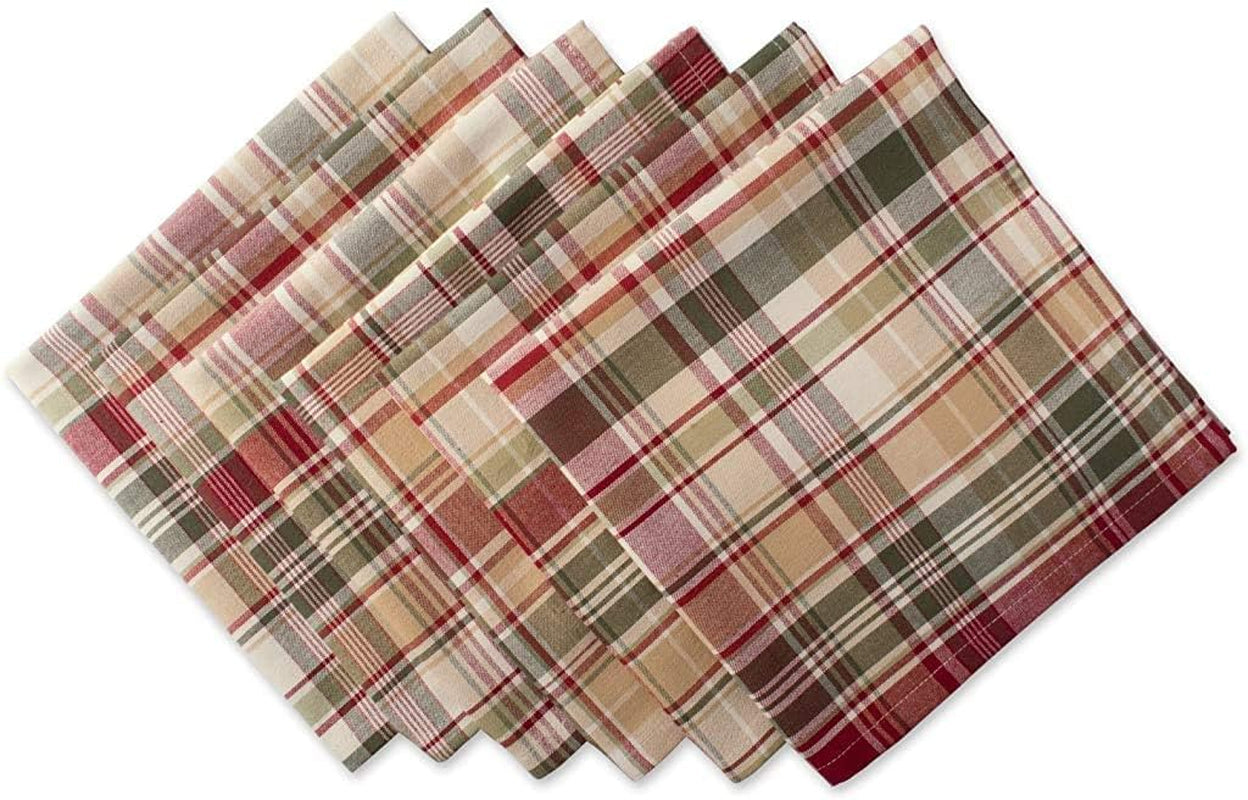 DII Give Thanks Plaid Fall Table Decor, Autumn & Thanksgiving Tabletop Linens, Square Napkin Set, 20X20 Cloth Napkins Home & Kitchen Kitchen & Dining Kitchen & Table Linens