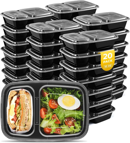 Glotoch 50 Pack 32 Oz Meal Prep Containers Reusable, 2 Compartment Food Containers with Lids to Go Containers, Lunch-Microwave,Freezer,Dishwasher Safe Boxes Disposables Food Service Equipment & Supplies Industrial & Scientific Take Out Containers