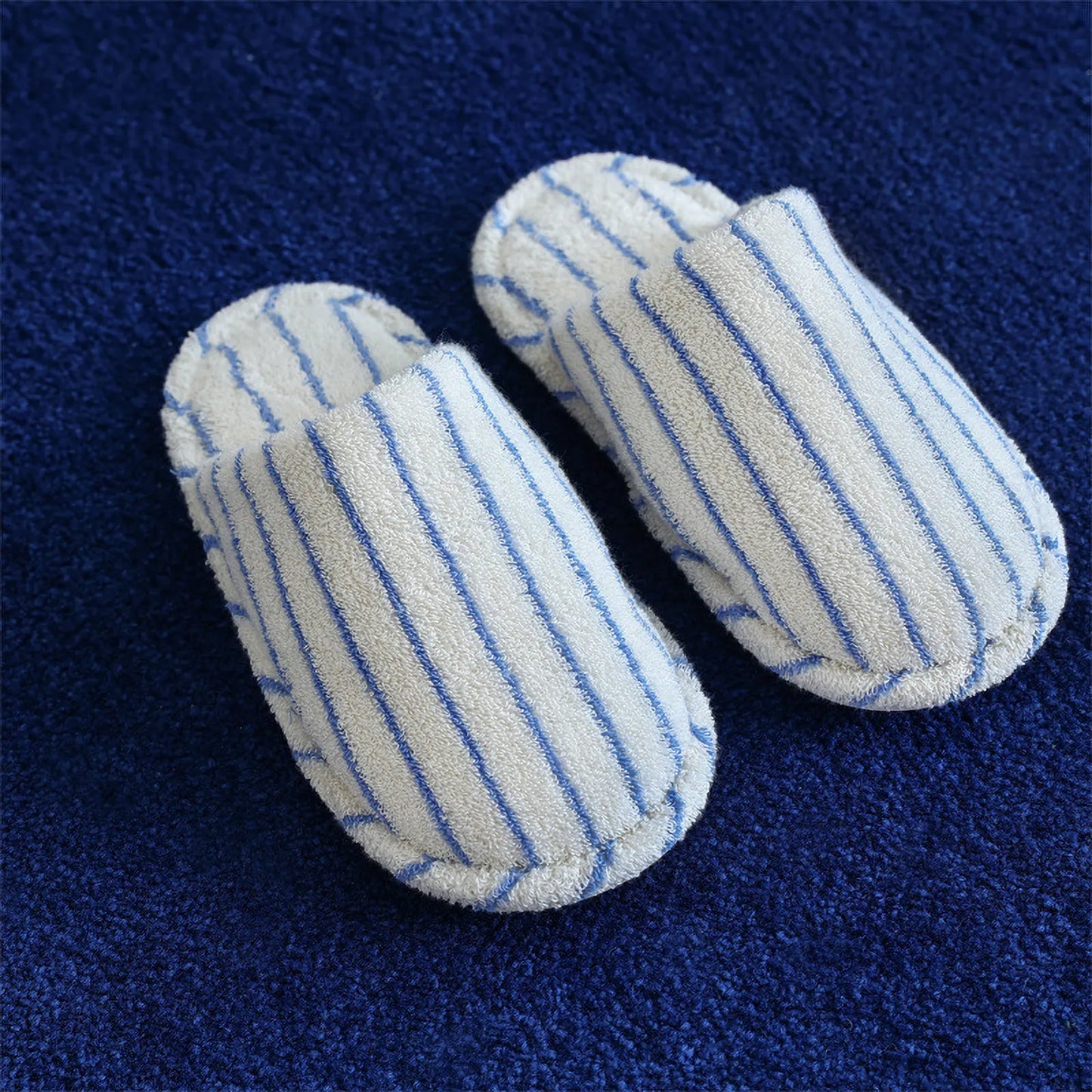 Soft Terry Pinstripe Cotton House Slippers
