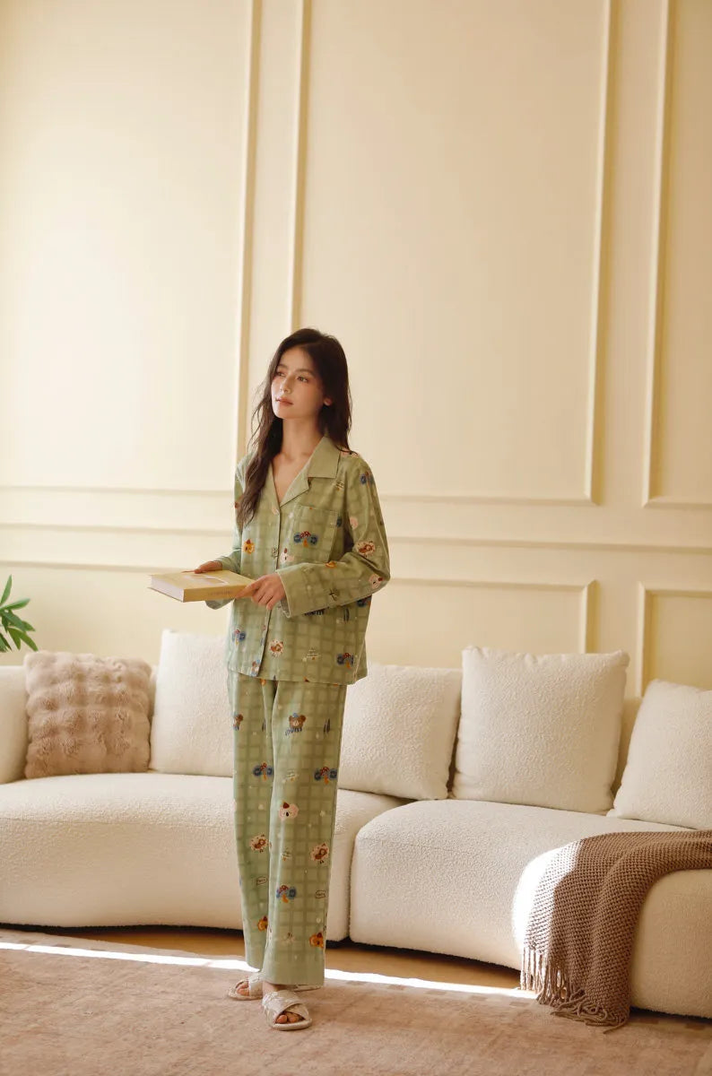 Soft Koala Plaid Washed Cotton Pajama