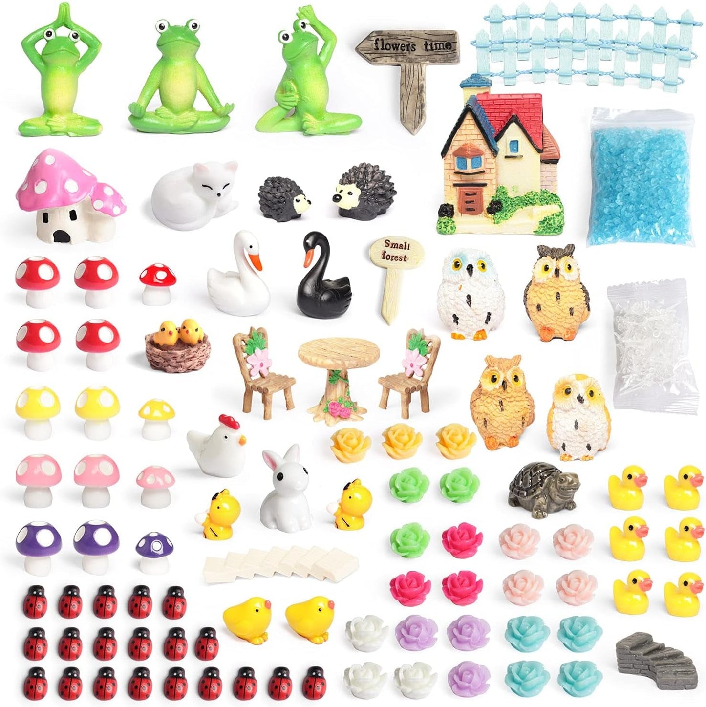 Fairy Garden Statues 95 Pieces Miniature Fairy Garden Kit Resin Mini Animal Figurine Micro Landscape Ornaments DIY Accessories for Garden Home Decoration Garden Sculptures & Statues Lawn & Garden Outdoor Décor Outdoor Statues Patio