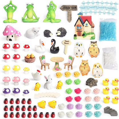 Fairy Garden Statues 95 Pieces Miniature Fairy Garden Kit Resin Mini Animal Figurine Micro Landscape Ornaments DIY Accessories for Garden Home Decoration Garden Sculptures & Statues Lawn & Garden Outdoor Décor Outdoor Statues Patio