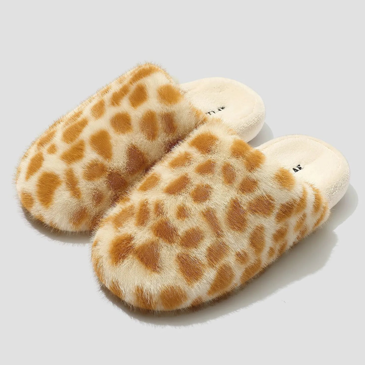 Fuzzy Animal Print Plush Polyester House Slippers