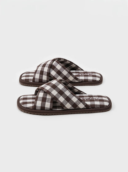 Soft Gingham Cotton House Slippers