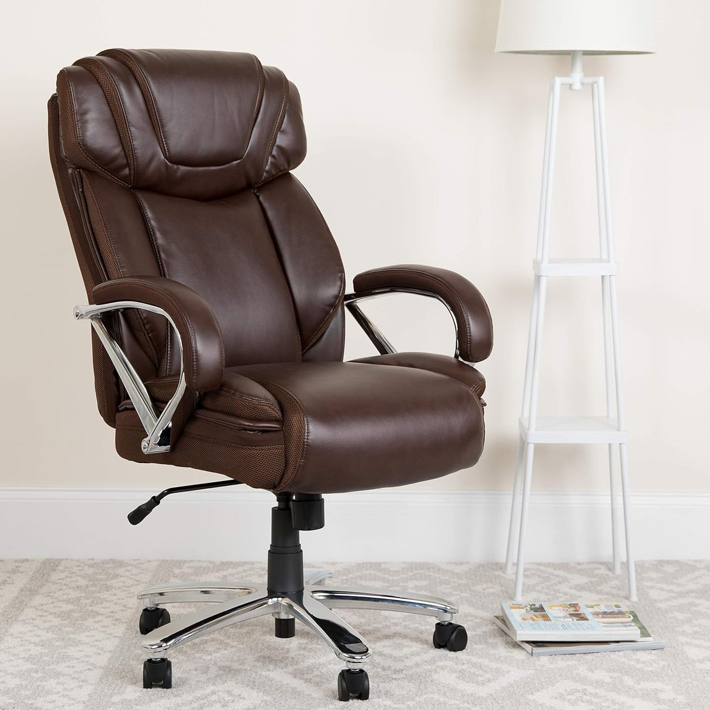 Flash Furniture HERCULES Series Big & Tall 500 Lb. Rated Brown Leathersoft Executive Swivel Ergonomic Office Chair with Extra Wide Seat Furniture Home & Kitchen Home Office Chairs Home Office Desk Chairs Home Office Furniture