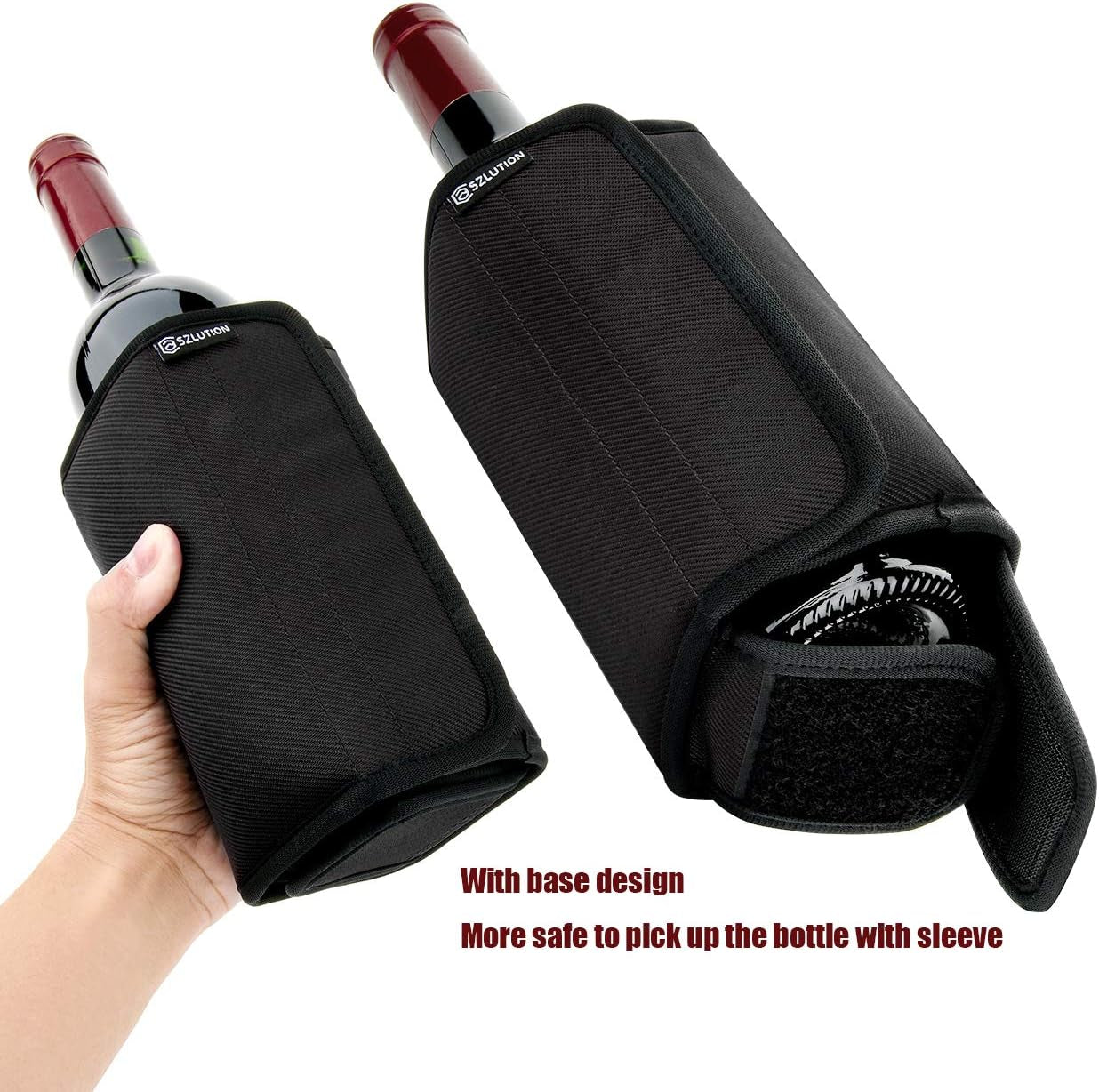 Freezable Wine Cooler Beer Can Sleeve Freezable Drink Beer Bottle Cooler Cover Fast Built-In Cooling Techonology Sleeve with Bottom Ideal for Wine, Champagne, Beer and Other Beverage (Black) Bar Tools & Drinkware Dining & Entertaining Home & Kitchen Kitchen & Dining